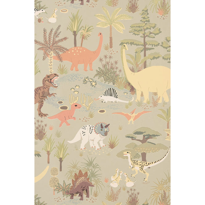輸入壁紙 Majvillan / VINTAGE JOURNEY / Dinosaur vibes Soft green 154-02