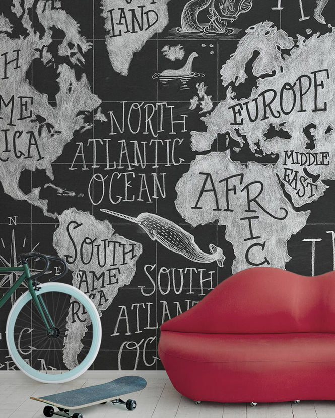 PHOTOWALL / Mythical Map I, black and white (e30917)