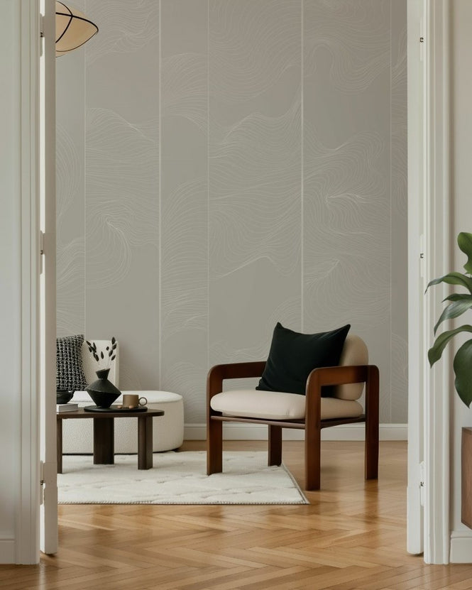 PHOTOWALL / Illuminated Lines Curved - Sand (e84142)