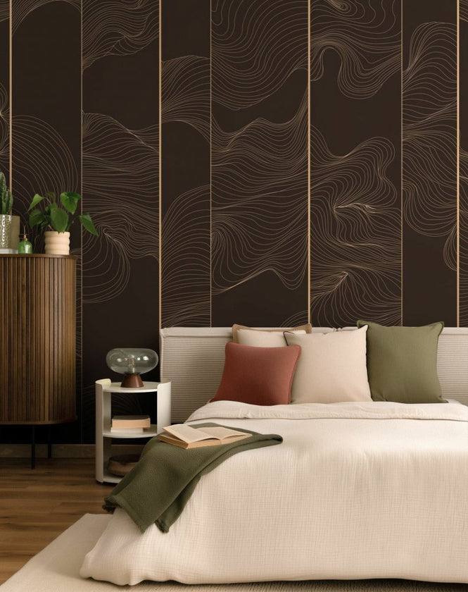 PHOTOWALL / Illuminated Lines Curved - Chocolate (e84144)