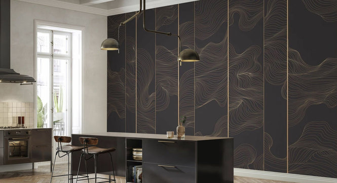 PHOTOWALL / Illuminated Lines Curved - Graphite (e84145)