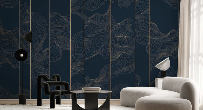PHOTOWALL / Illuminated Lines Curved - Navy (e84148)