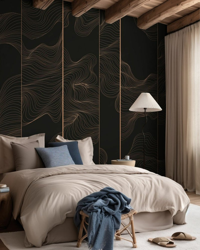 PHOTOWALL / Illuminated Lines Curved - Soft Dark (e84151)
