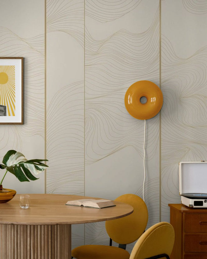 PHOTOWALL / Illuminated Lines Curved - Soft Milk (e84152)