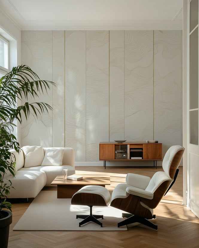 PHOTOWALL / Illuminated Lines Curved - Soft Milk (e84152)