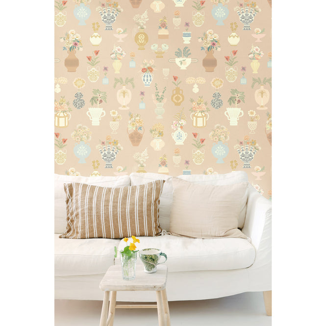 輸入壁紙 Majvillan / A sip of summer's spell / Floral Daiquiri Blush Terra 901-03【4パネル1セット】