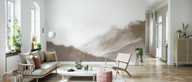 PHOTOWALL / Misty Mountains in Beige Watercolor (e93060)