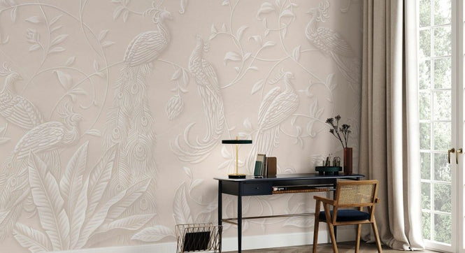 PHOTOWALL / Elegant Relief With Peacocks - Light (e93428)