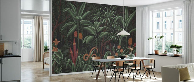 PHOTOWALL / Tropical Plants in the Jungle - Green on Brown II (e93627)