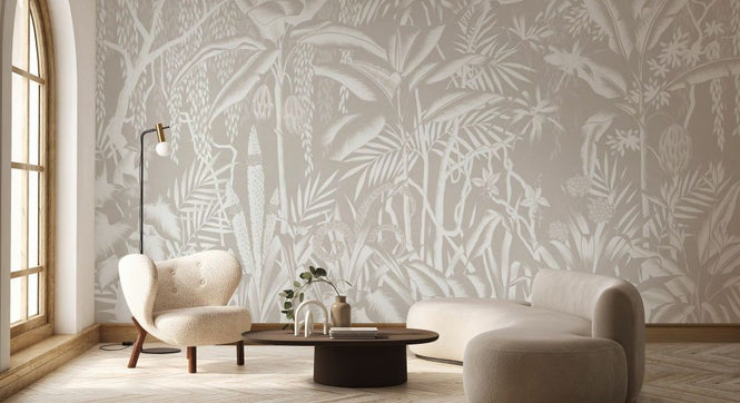 PHOTOWALL / Tropical Plants in the Jungle - White (e93630)