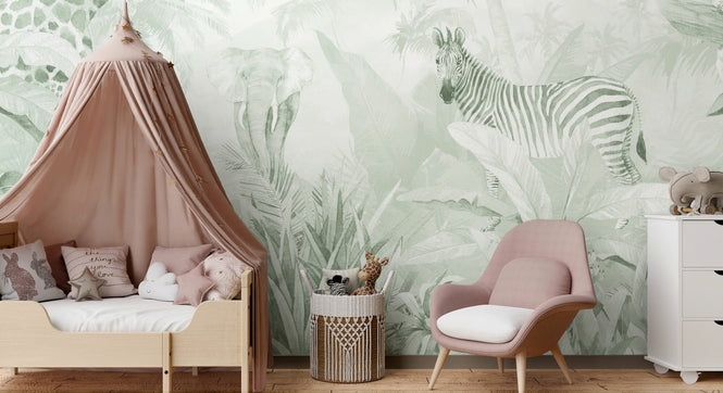 PHOTOWALL / Jungle Friends with Jungle Background - Green (e94546)