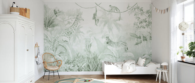 PHOTOWALL / Jungle Friends with Jungle Background - Green (e94546)