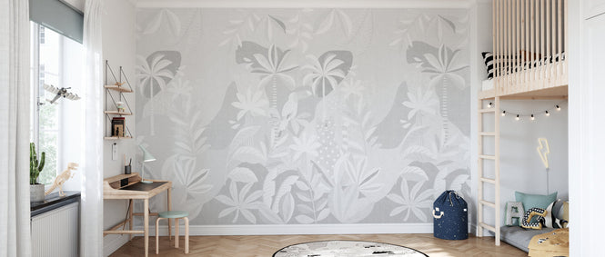 PHOTOWALL / Jungle Foliage - Grey Vintage (e94550)
