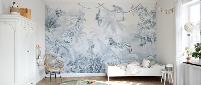 PHOTOWALL / Jungle Friends with Jungle Background - Blue (e94556)