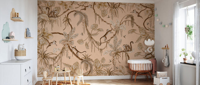 PHOTOWALL / Playful Monkeys - Vintage - Beige (e94561)