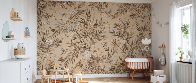 PHOTOWALL / Playful Robins - Vintage - Beige (e94565)
