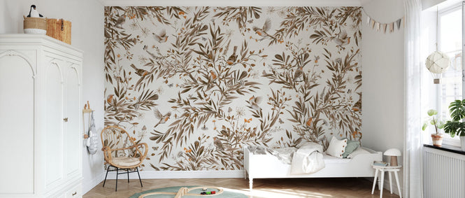 PHOTOWALL / Playful Robins - Vintage - White (e94572)