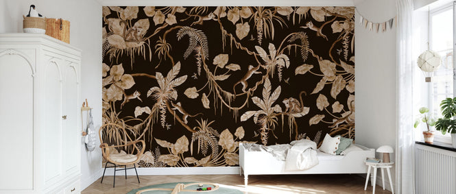 PHOTOWALL / Playful Monkeys - Vintage - Black (e94582)