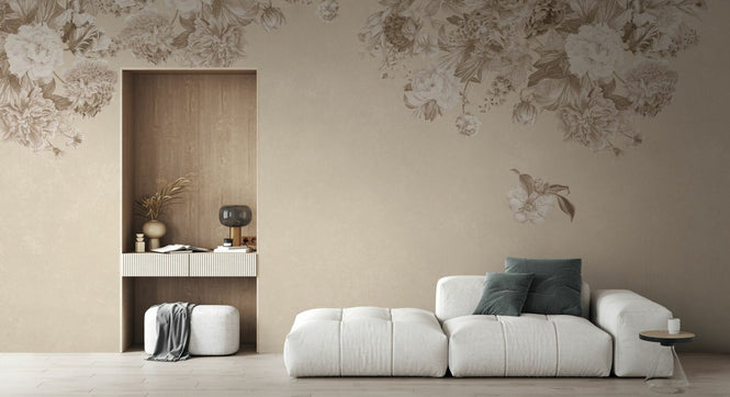 PHOTOWALL / Vintage Flower Wall - All Beige (e94649)