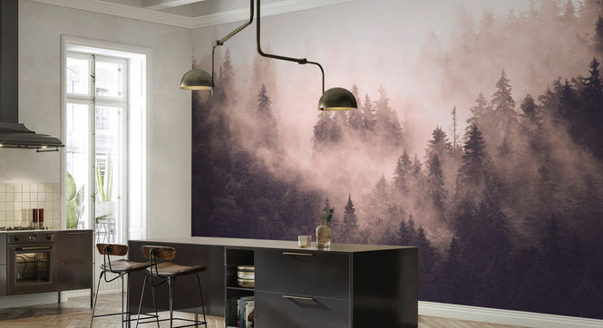 PHOTOWALL / Foggy Forest - Pink (e94745)