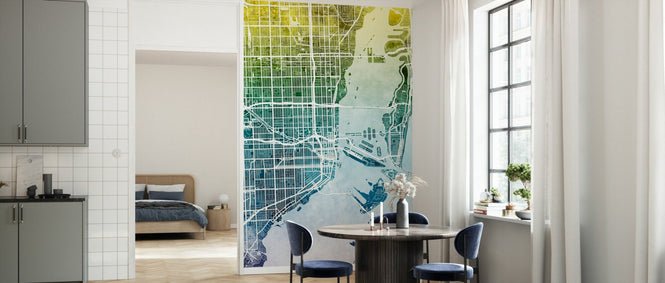 PHOTOWALL / Miami Florida City Street Map - Ombre (e94825)
