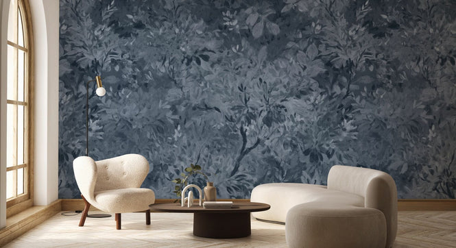 PHOTOWALL / Aesthetic Mural Leaves - Blue (e95364)