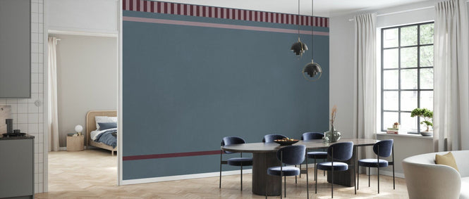 PHOTOWALL / Striped Border Lines - Maroon and Blue (e96124)