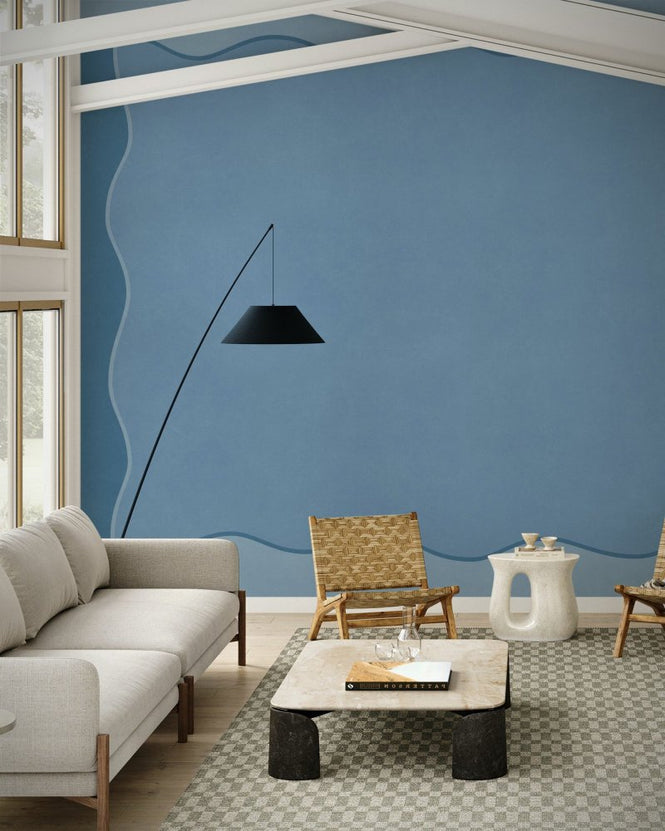PHOTOWALL / Wavy Border Wall - Blue (e96496)