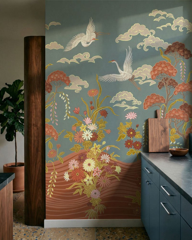 PHOTOWALL / Cranes Passage - Light Blue (e97102)