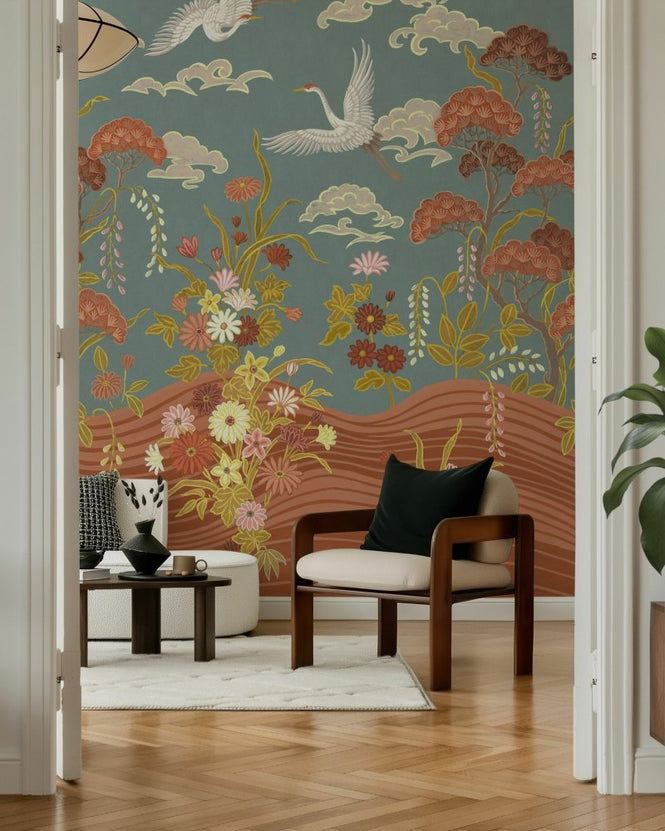 PHOTOWALL / Cranes Passage - Light Blue (e97102)