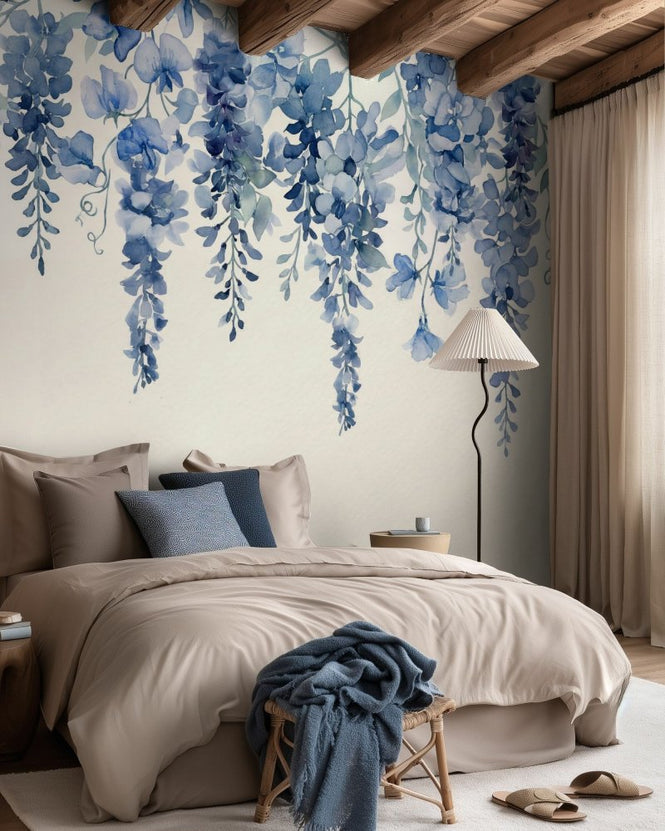 PHOTOWALL / Blue Hanging Wisteria Floral (e97218)