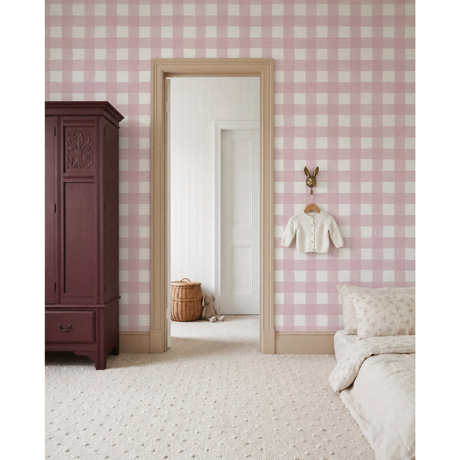 輸入壁紙 Sian Zeng / Gingham Wallpaper / Burgundy GINGHAMBURGUNDY
