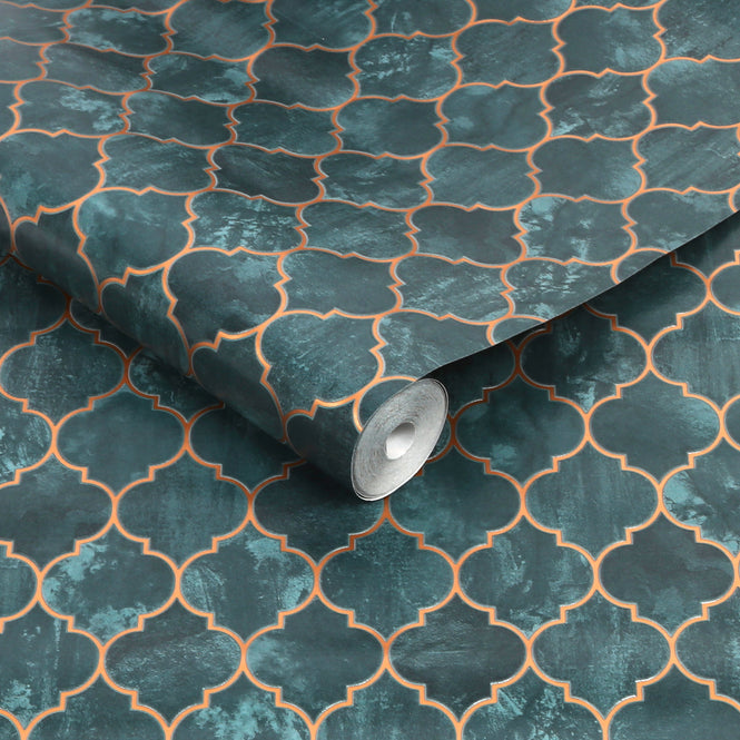 Graham & Brown / OASIS / TEGULA TEAL/COPPER 112643