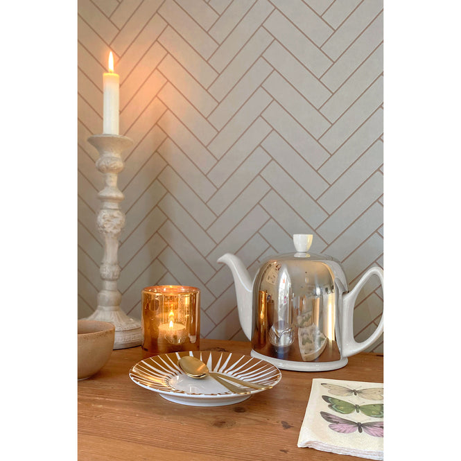 輸入壁紙 Majvillan / the Poetry collection / Herringbone greige blue 144-02