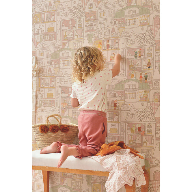 輸入壁紙 Majvillan / the Poetry collection / Dollhouse sunny pink 147-03&801-01【ステッカーセット】
