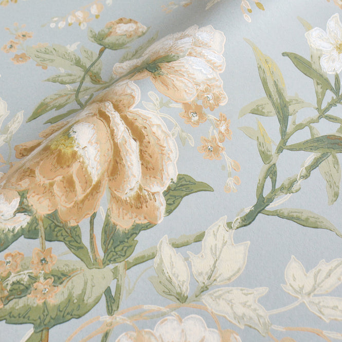Sanderson / ONE SIXTY WALLPAPER COLLECTION / Olivia Sky Mist / Tan 217039
