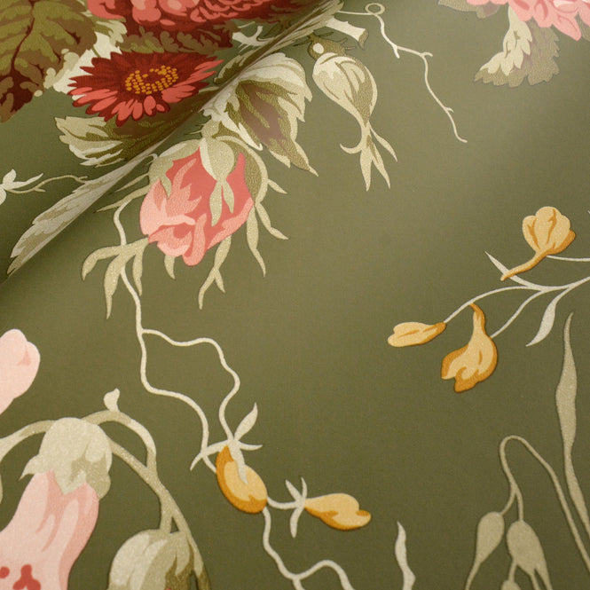 Sanderson / ONE SIXTY WALLPAPER COLLECTION / Stapleton Park Olive / Bengal Red 217046