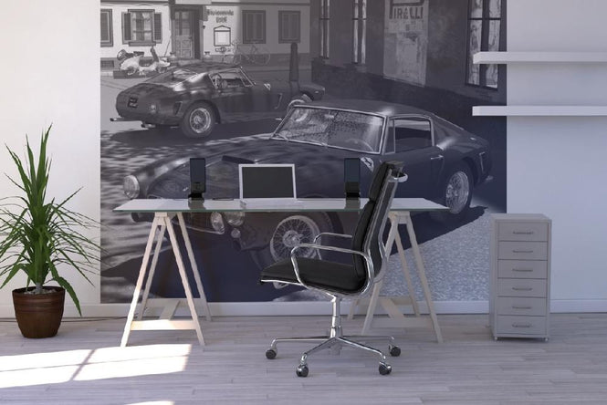 PHOTOWALL / 250GT's in Italy Piazza Trade mark BW (e12071)
