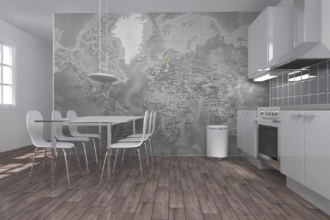PHOTOWALL / World Map - Detailed with Roads - Colorsplash (e19711)