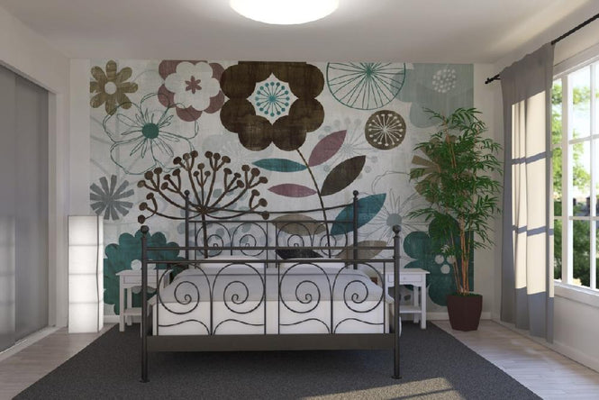 PHOTOWALL / Floral Pop Turquoise (e21554)