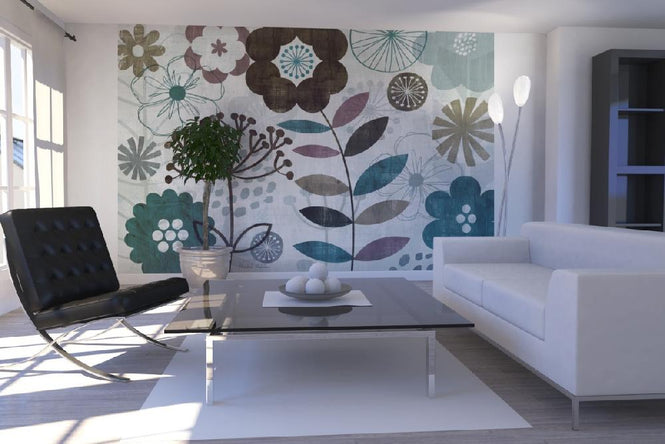 PHOTOWALL / Floral Pop Turquoise (e21554)