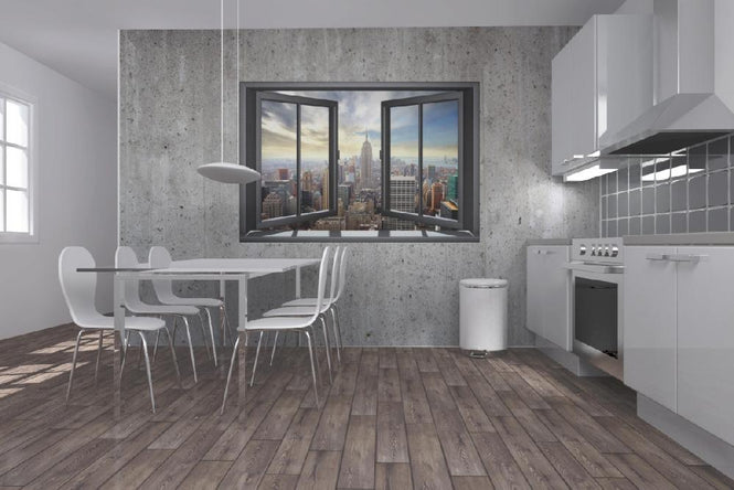 PHOTOWALL / New York Through Window - Concrete Wall (e22319)