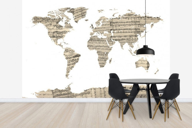 PHOTOWALL / Old Music Sheet World Map (e22672)