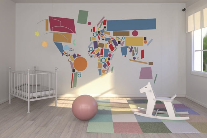 PHOTOWALL / Abstract World Map Squares (e22702)