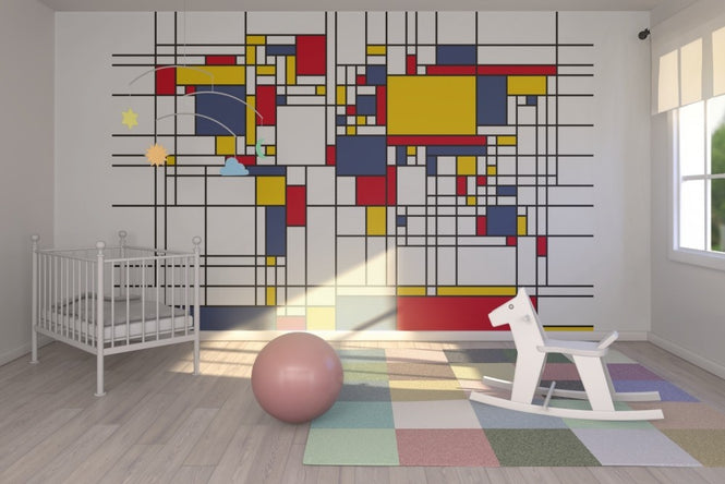 PHOTOWALL / Piet Mondrian Style World Map (e22704)