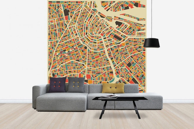 PHOTOWALL / Multicoloured Map - Amsterdam (e22726)