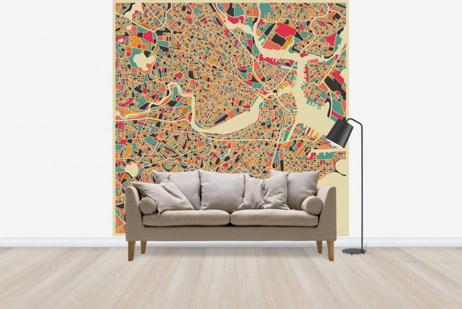PHOTOWALL / Multicolour Map - Boston (e22729)