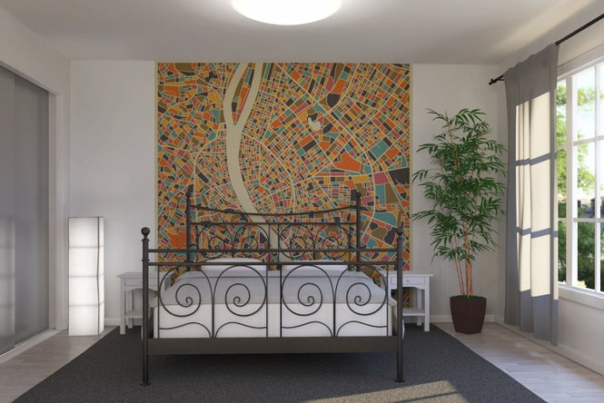PHOTOWALL / Multicoloured Map - Budapest (e22730)