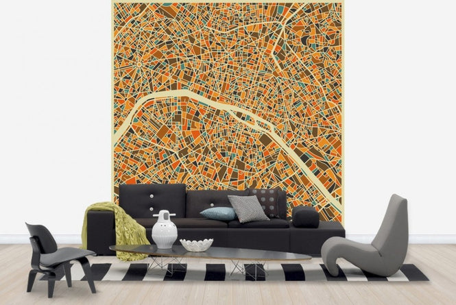 PHOTOWALL / Multicoloured Map - Paris (e22744)