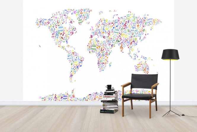 PHOTOWALL / Music Notes World Map Color (e24210)